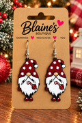 🎄 Christmas Gnome with Candy Cane Earrings ❤️
