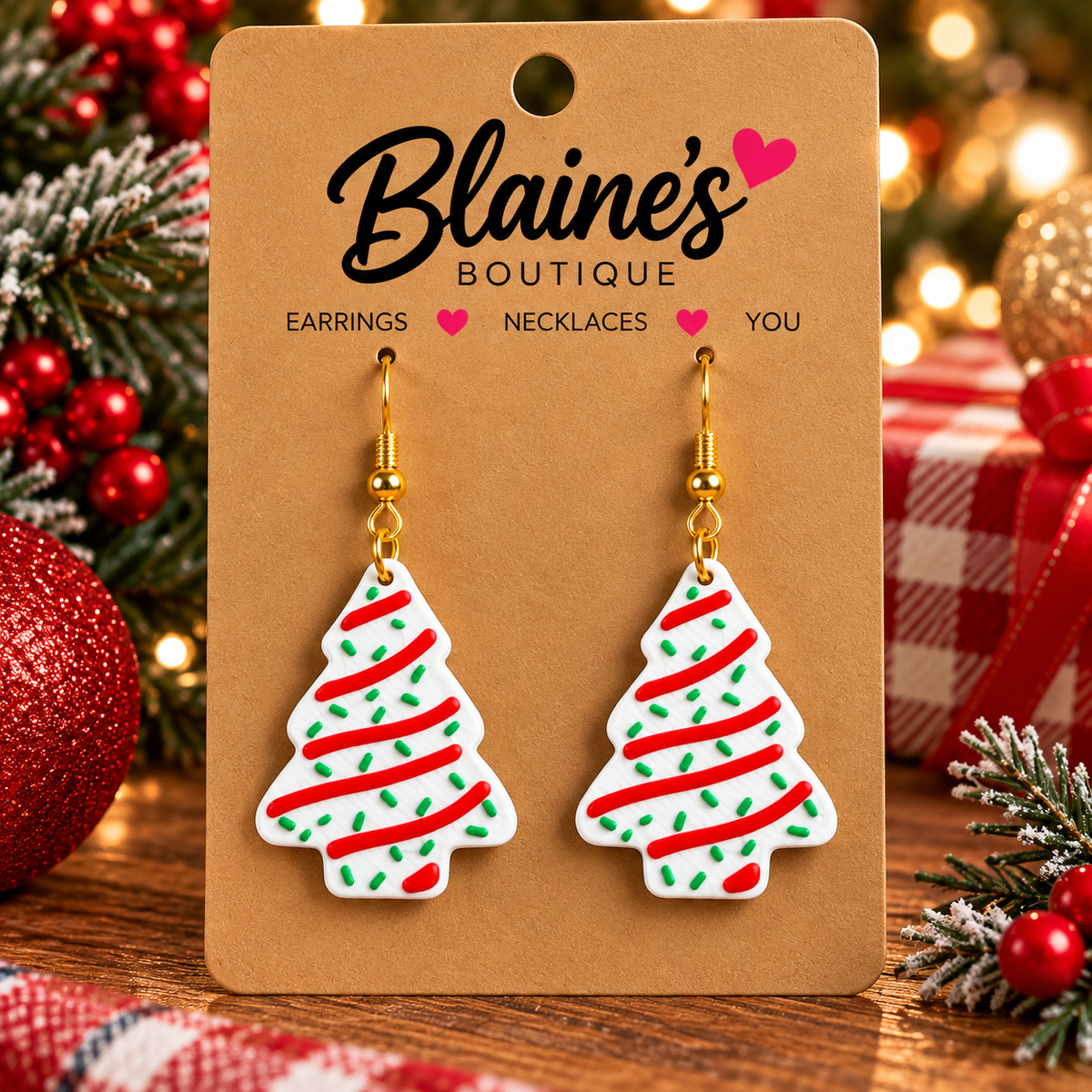 🎄 Christmas Tree Snack Earrings