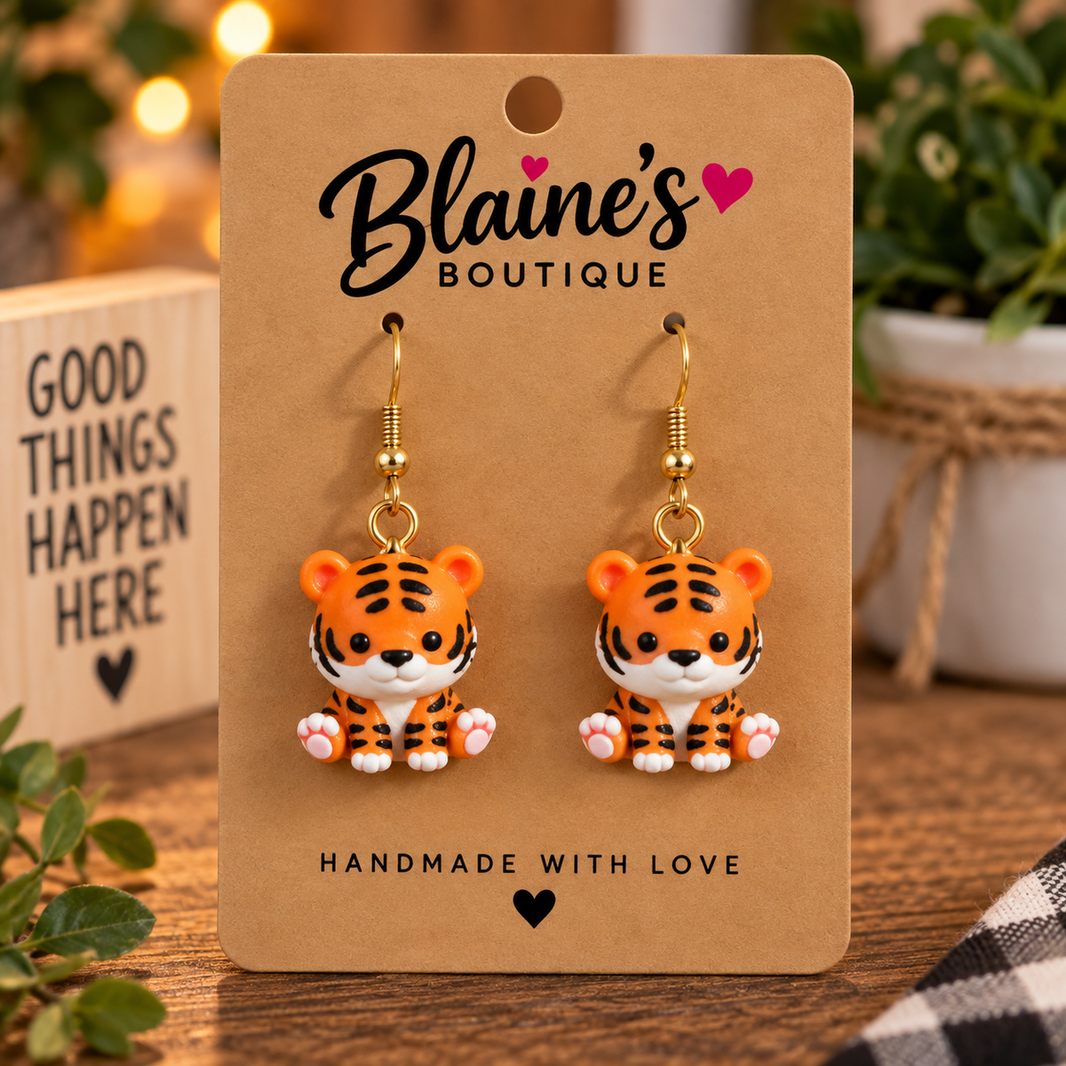NBC 3D Tiger Earrings
