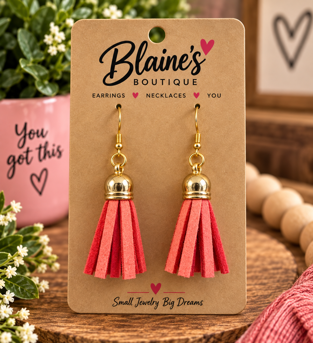 Pink Dangly Earrings