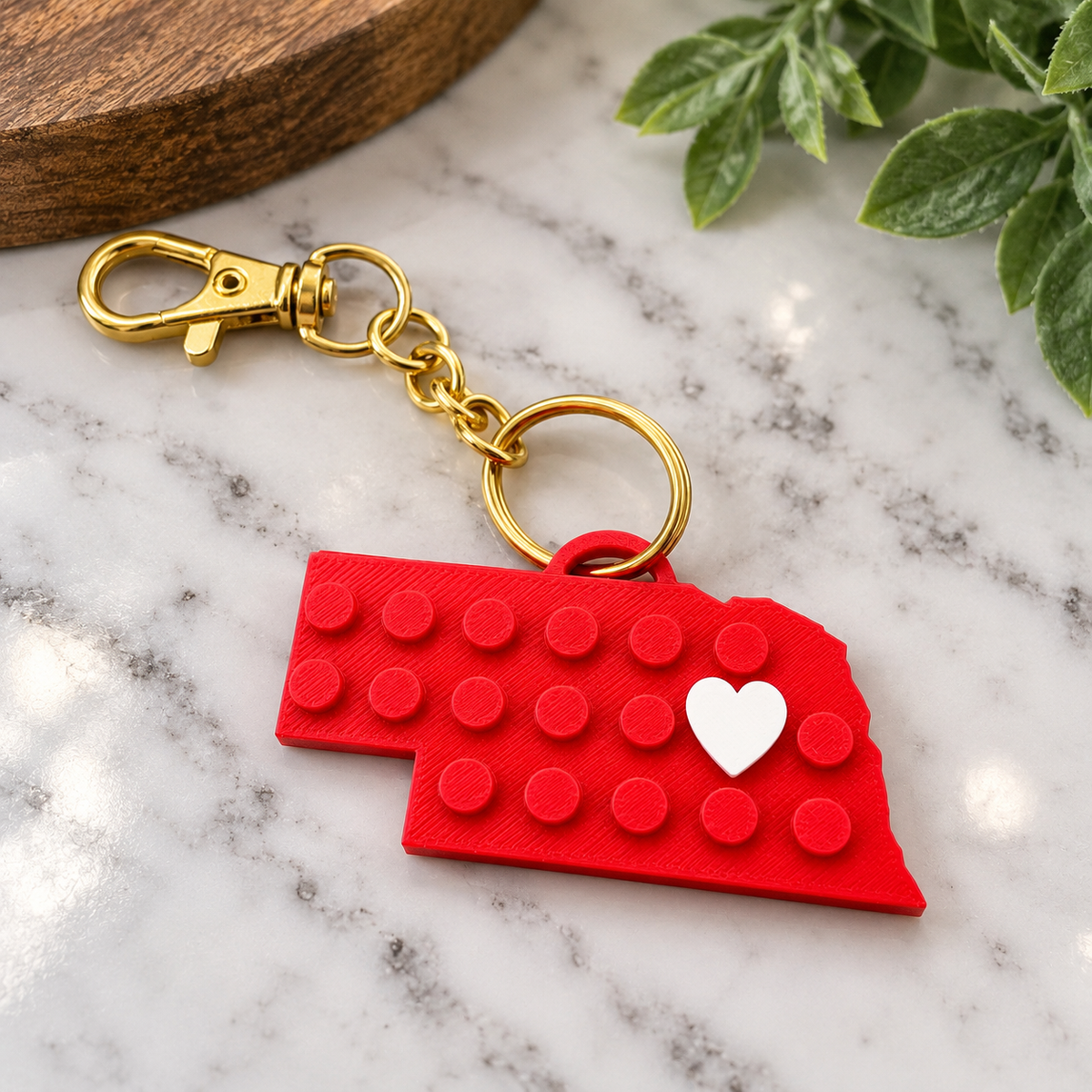 Nebraska Heart Keychain