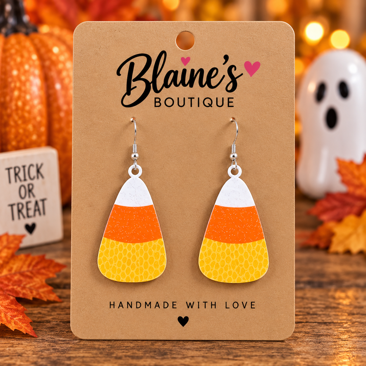Knit Candy Corn Earrings
