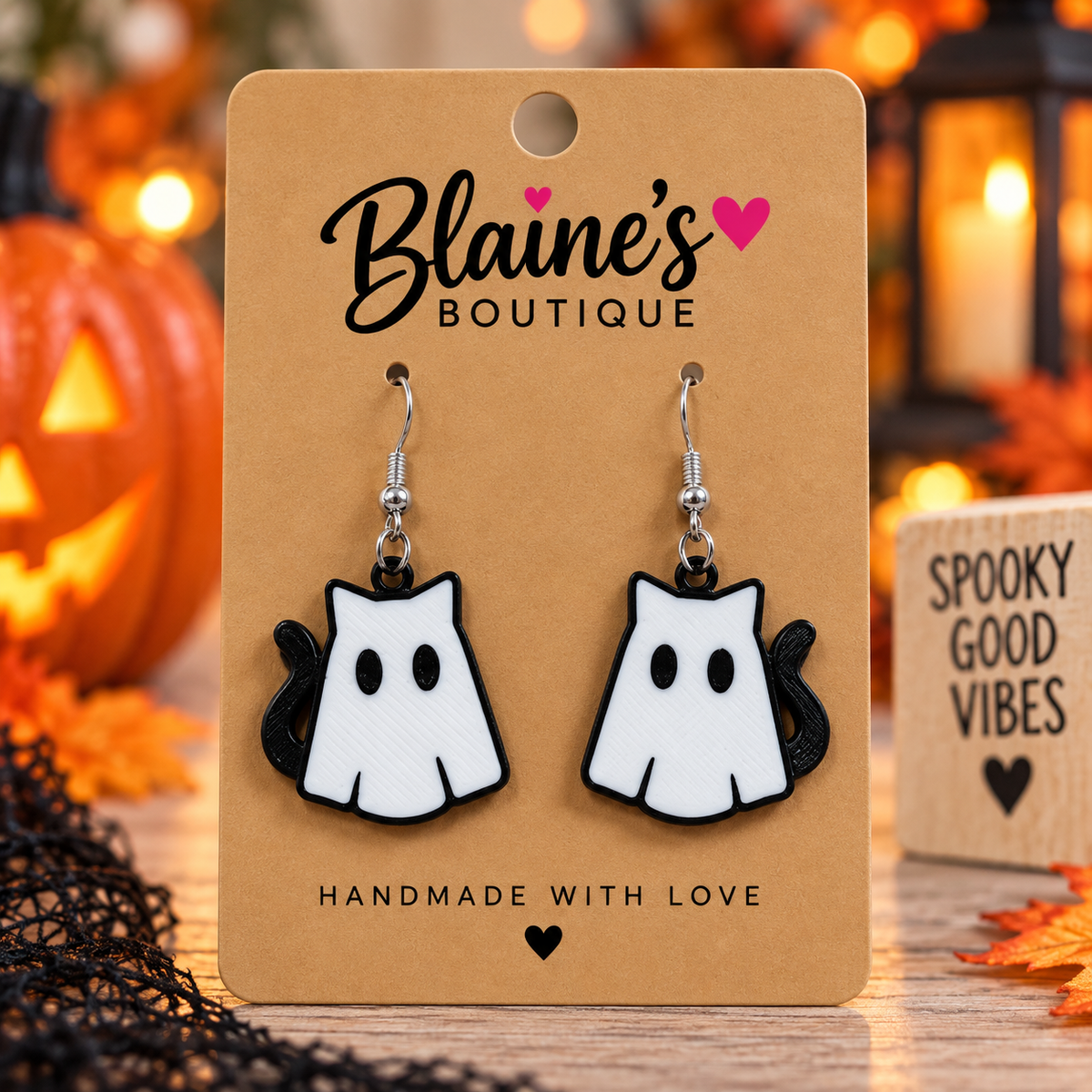Ghost Cat Earrings