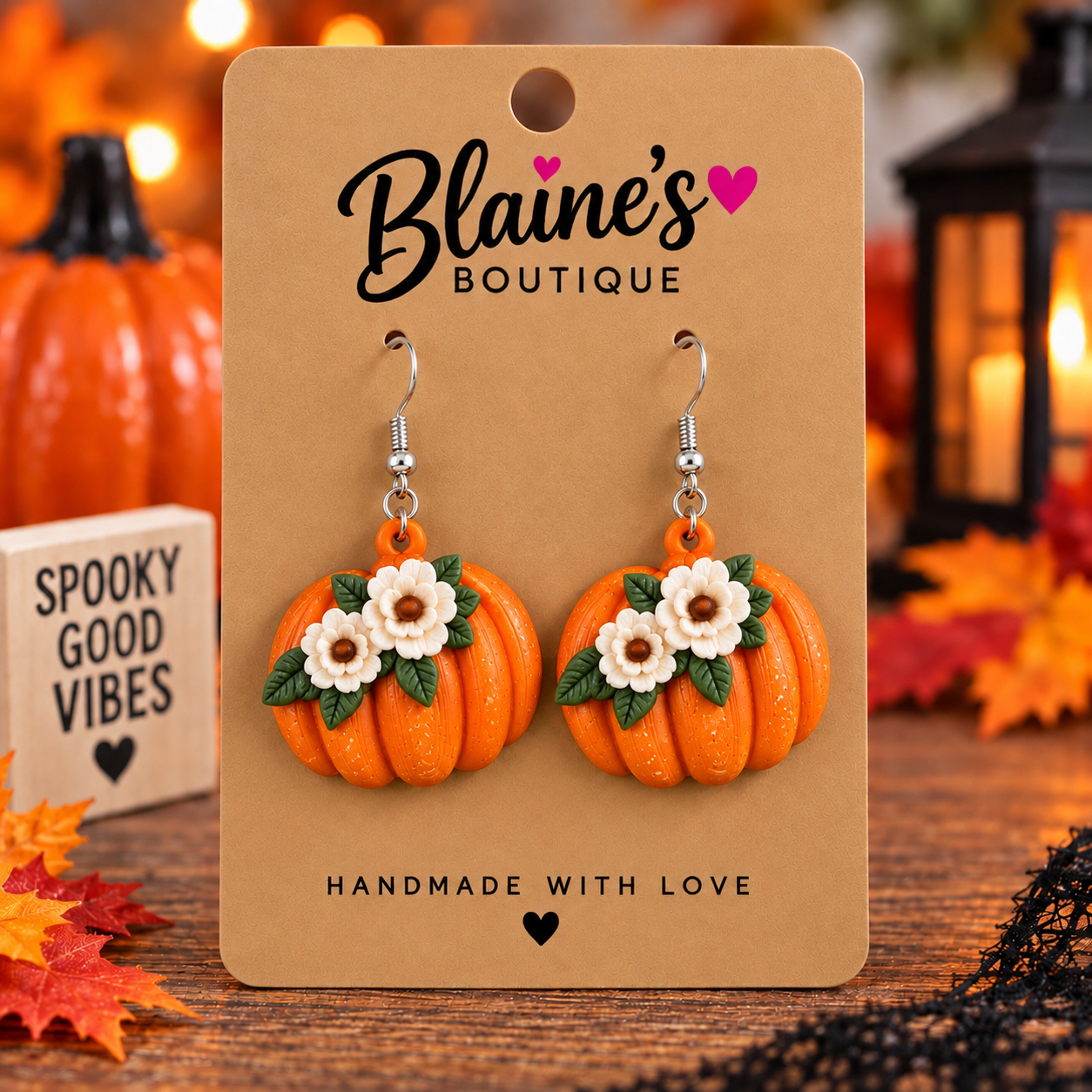 Orange Pumpkin w/ White flower