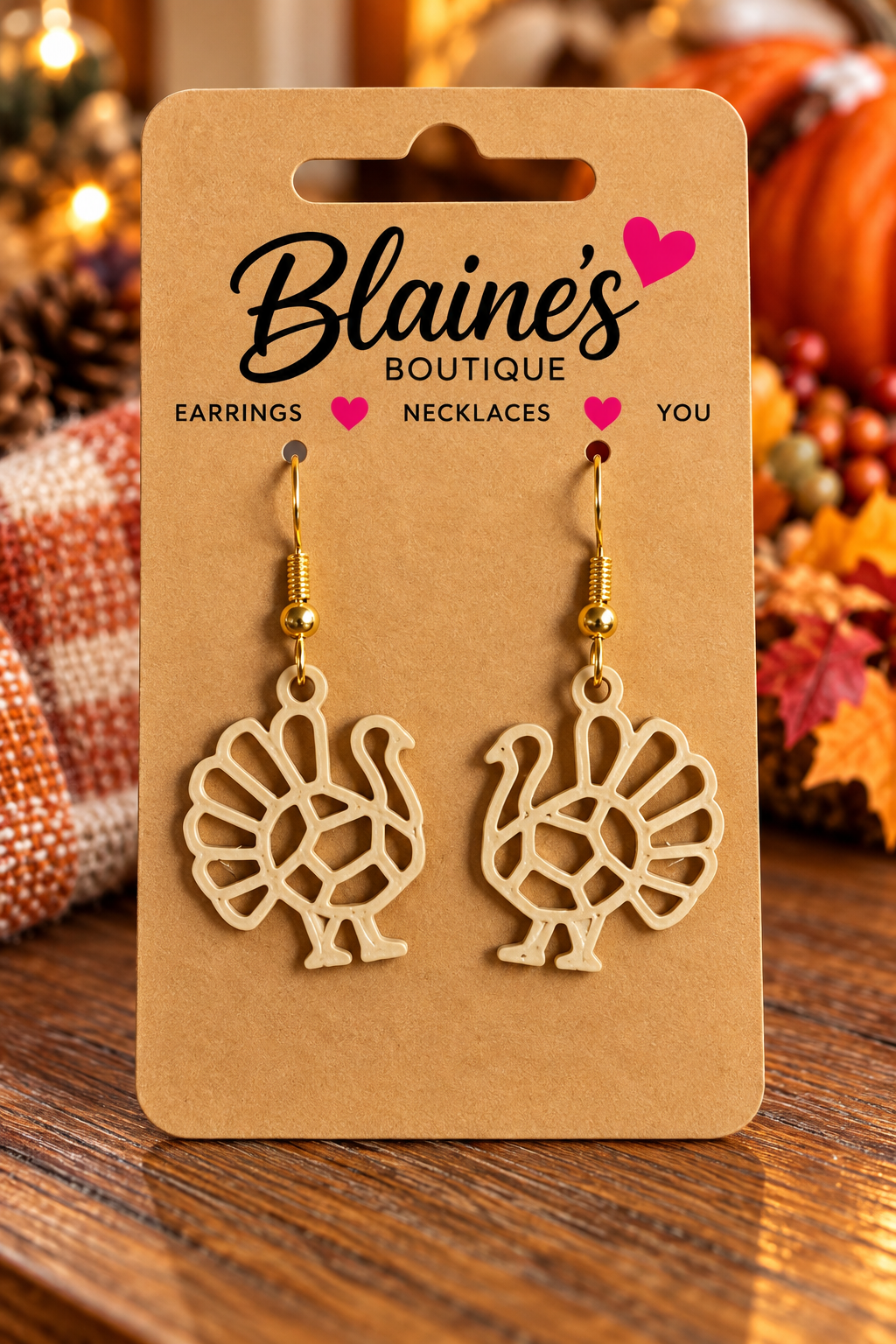 Thanksgiving Turkey Dangle Earrings [light brown]