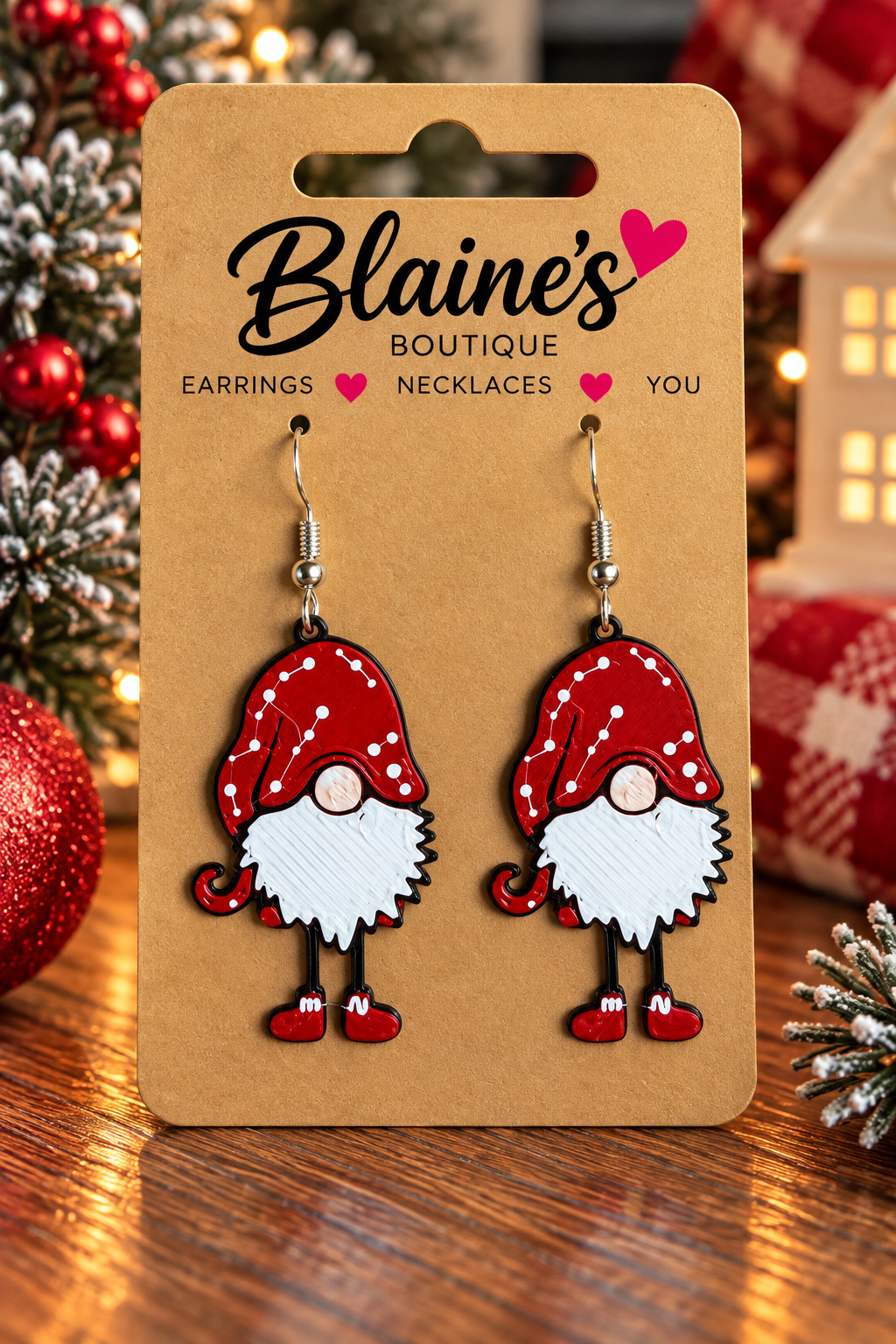 Christmas Gnome Dangle Earrings 🎄❤️
