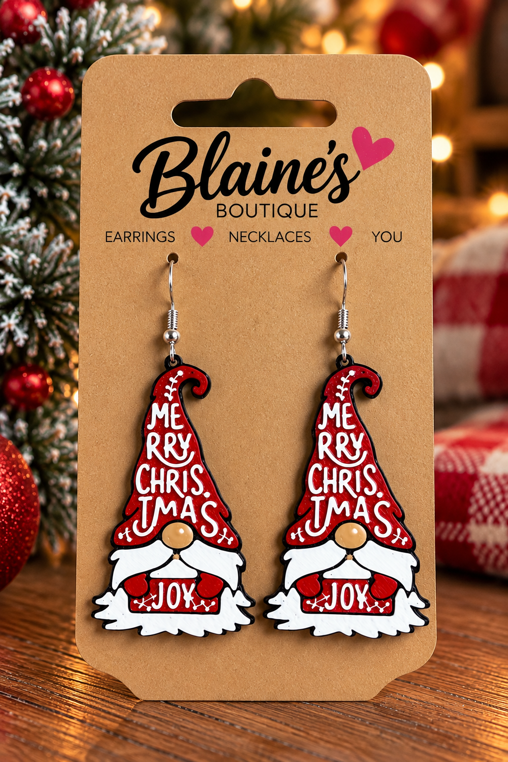Merry Christmas Gnome Dangle Earrings 🎄❤️