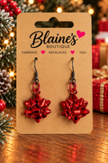🎁Red Christmas Gift Bow Dangle Earrings ❤️
